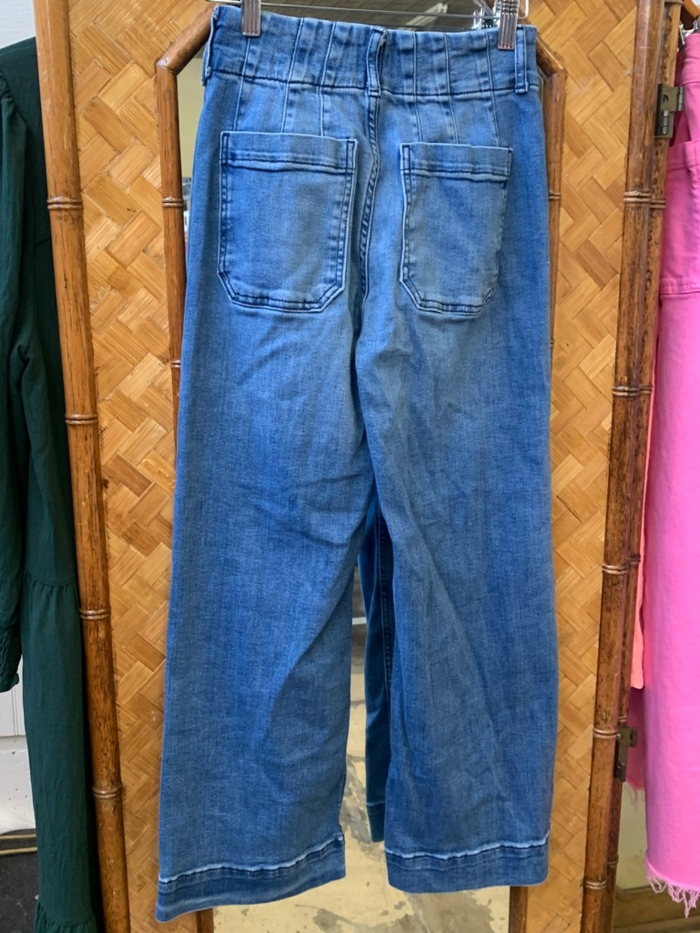 Anthropologie Blue Wide-Leg Jeans Collette cropped size 25 / 26 inch inseam - Picture 4 of 5
